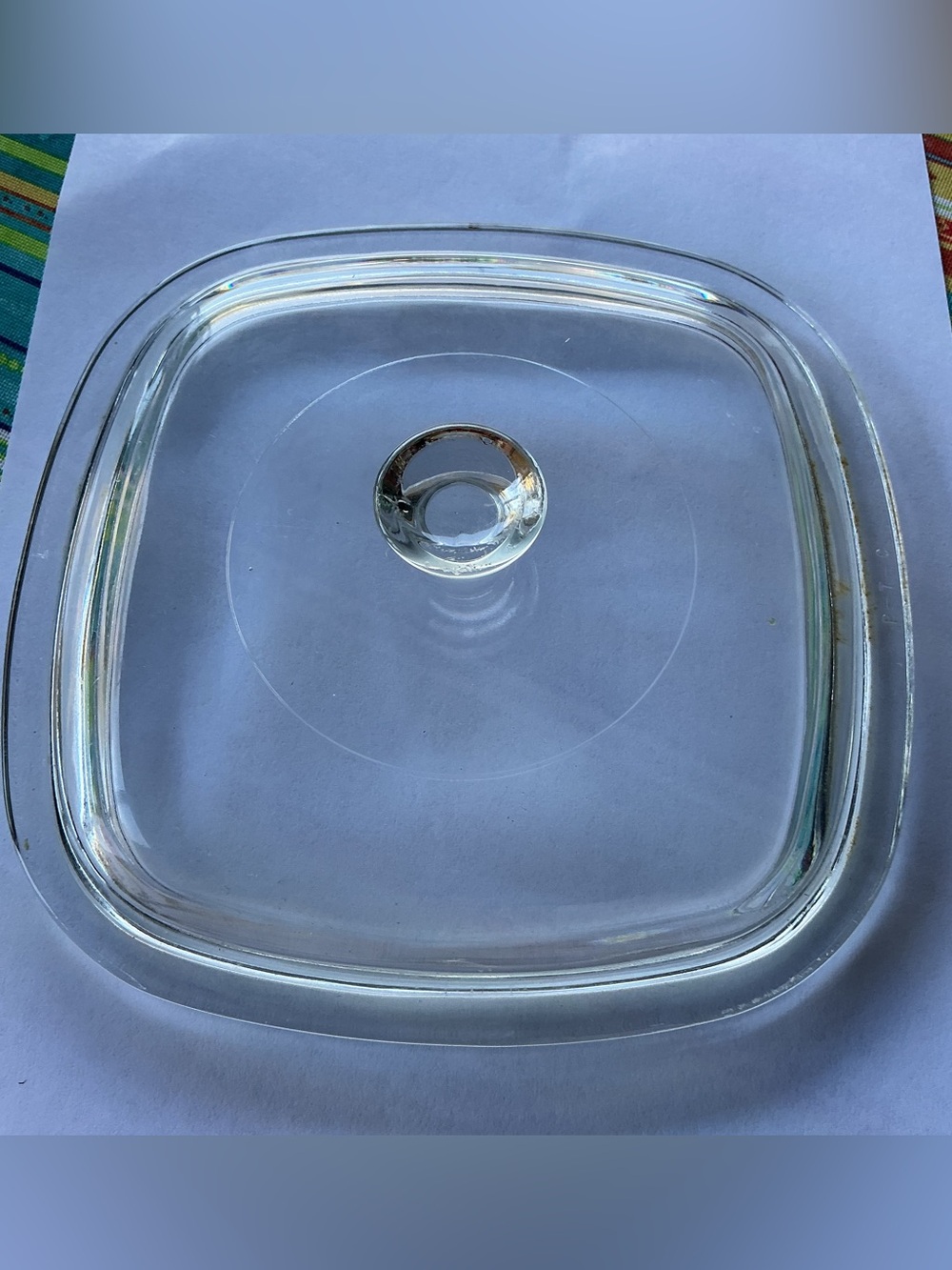 Pyrex Vintage Square Lid - P-7-C in clear glass